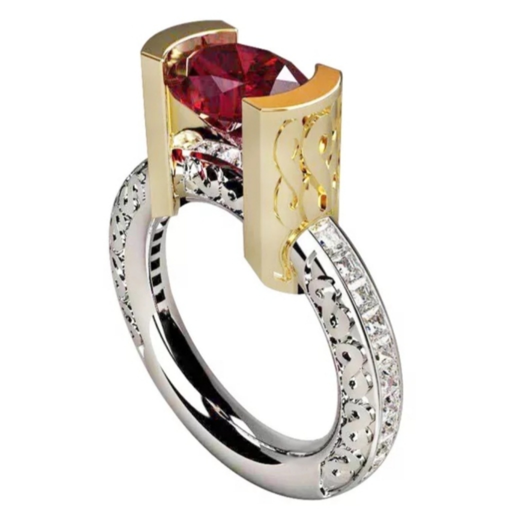 925/18k-2 Tone Ruby Ring